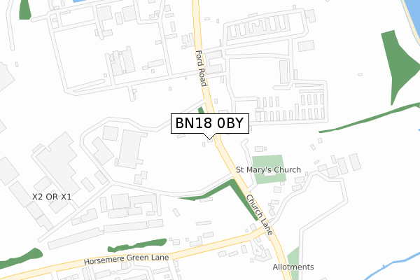 BN18 0BY map - large scale - OS Open Zoomstack (Ordnance Survey)