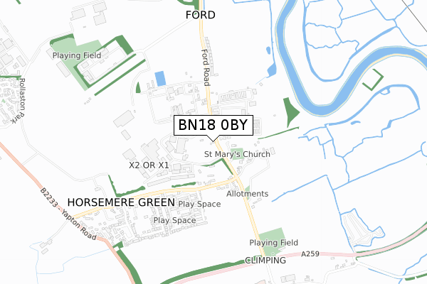 BN18 0BY map - small scale - OS Open Zoomstack (Ordnance Survey)
