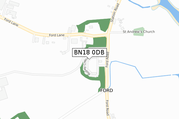 BN18 0DB map - large scale - OS Open Zoomstack (Ordnance Survey)