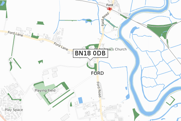 BN18 0DB map - small scale - OS Open Zoomstack (Ordnance Survey)