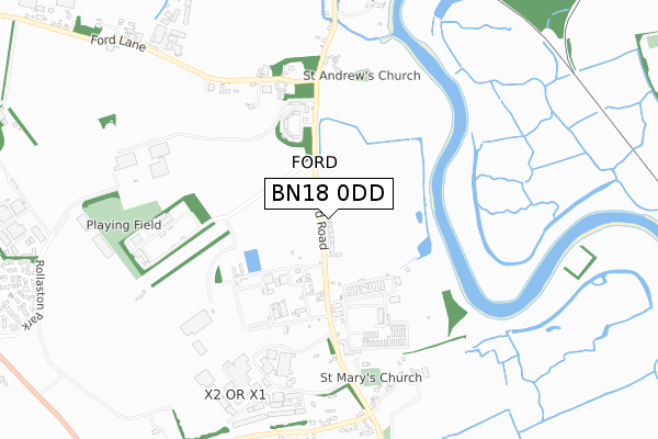 BN18 0DD map - small scale - OS Open Zoomstack (Ordnance Survey)