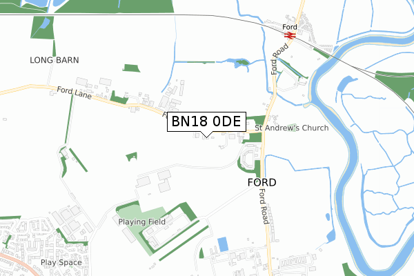 BN18 0DE map - small scale - OS Open Zoomstack (Ordnance Survey)