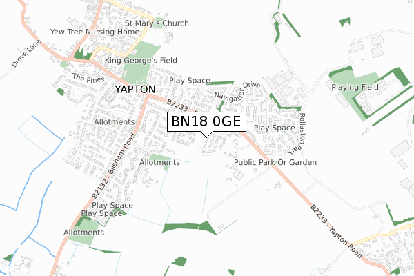 BN18 0GE map - small scale - OS Open Zoomstack (Ordnance Survey)