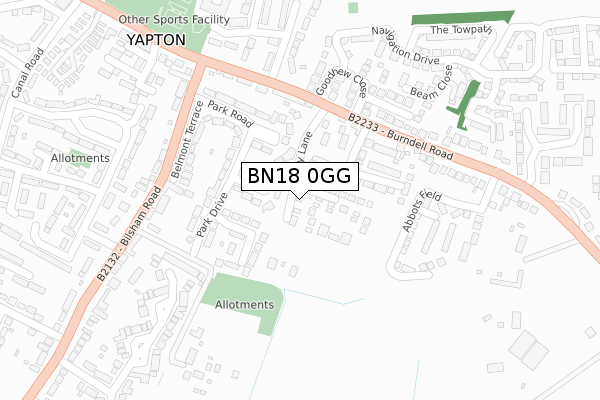 BN18 0GG map - large scale - OS Open Zoomstack (Ordnance Survey)
