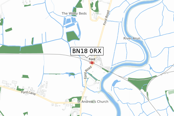 BN18 0RX map - small scale - OS Open Zoomstack (Ordnance Survey)