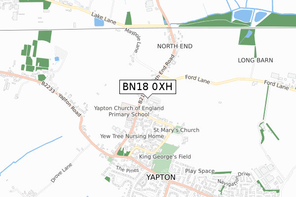 BN18 0XH map - small scale - OS Open Zoomstack (Ordnance Survey)