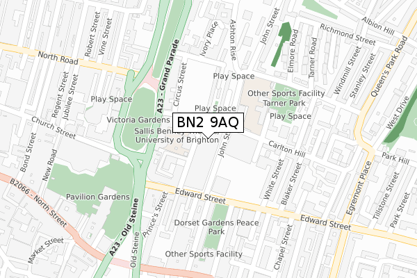 BN2 9AQ map - large scale - OS Open Zoomstack (Ordnance Survey)