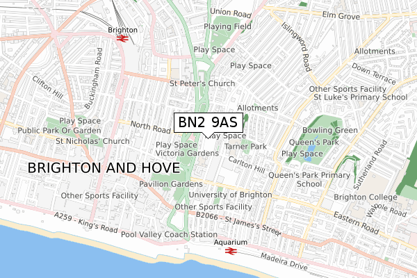 BN2 9AS map - small scale - OS Open Zoomstack (Ordnance Survey)