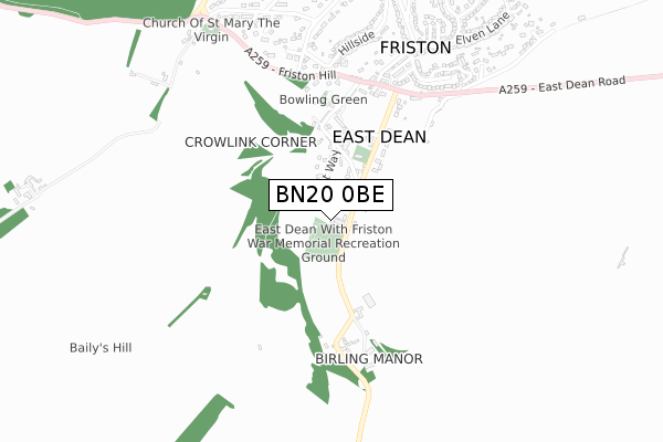 BN20 0BE map - small scale - OS Open Zoomstack (Ordnance Survey)