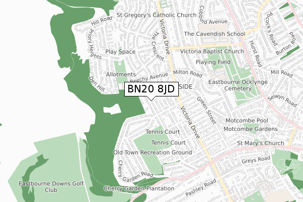 BN20 8JD map - small scale - OS Open Zoomstack (Ordnance Survey)