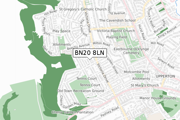 BN20 8LN map - small scale - OS Open Zoomstack (Ordnance Survey)