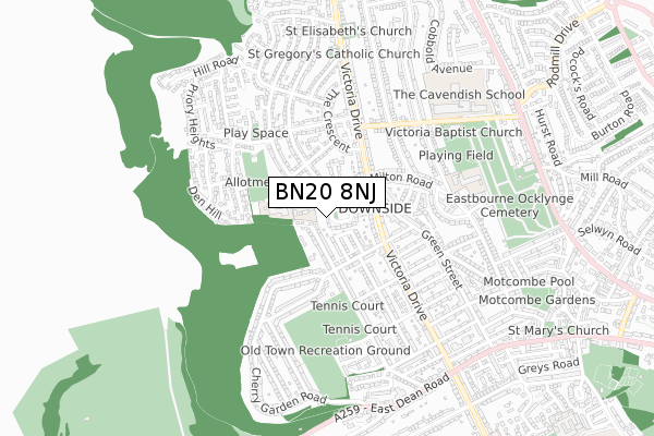 BN20 8NJ map - small scale - OS Open Zoomstack (Ordnance Survey)