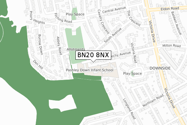 BN20 8NX map - large scale - OS Open Zoomstack (Ordnance Survey)