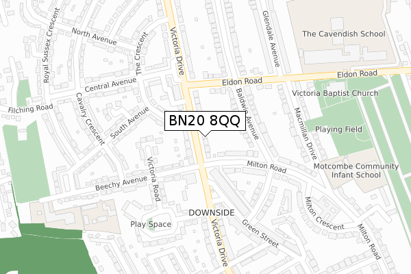 BN20 8QQ map - large scale - OS Open Zoomstack (Ordnance Survey)