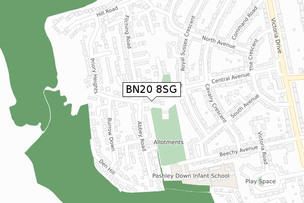 BN20 8SG map - large scale - OS Open Zoomstack (Ordnance Survey)