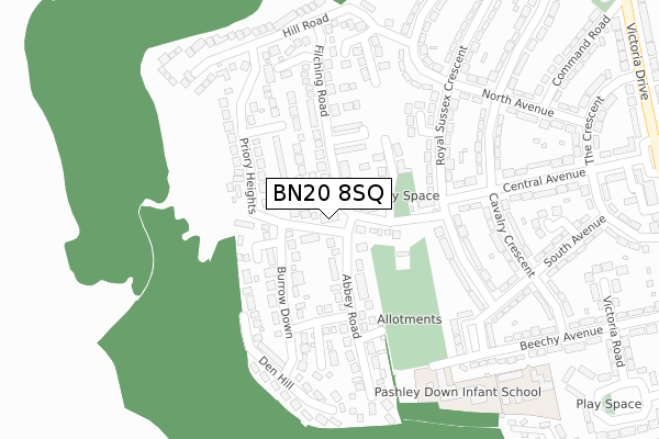 BN20 8SQ map - large scale - OS Open Zoomstack (Ordnance Survey)