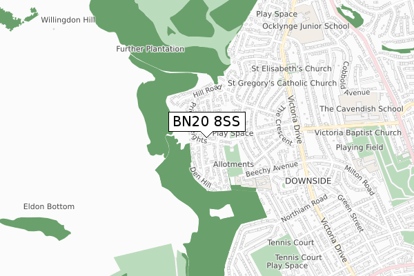 BN20 8SS map - small scale - OS Open Zoomstack (Ordnance Survey)