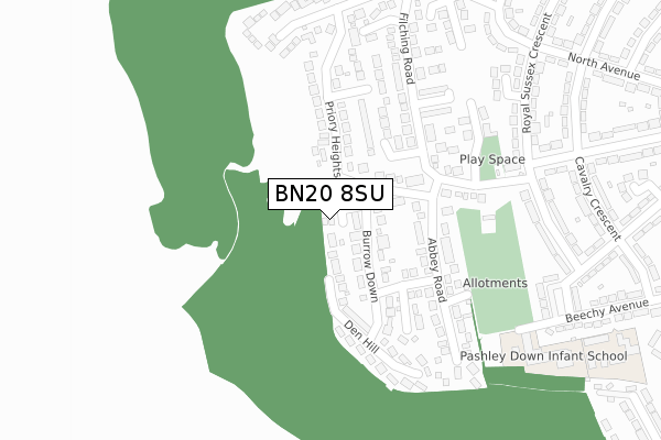 BN20 8SU map - large scale - OS Open Zoomstack (Ordnance Survey)