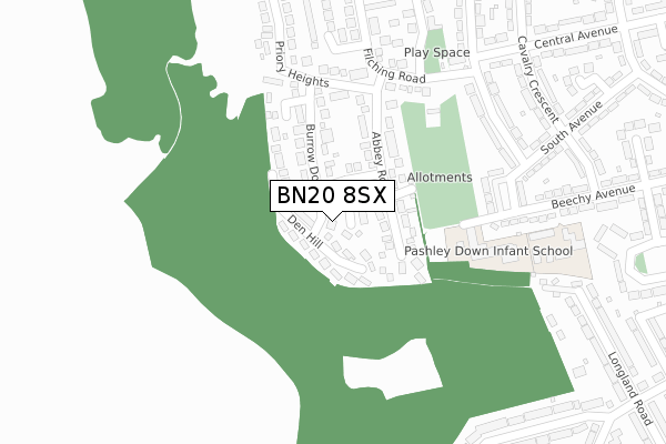 BN20 8SX map - large scale - OS Open Zoomstack (Ordnance Survey)