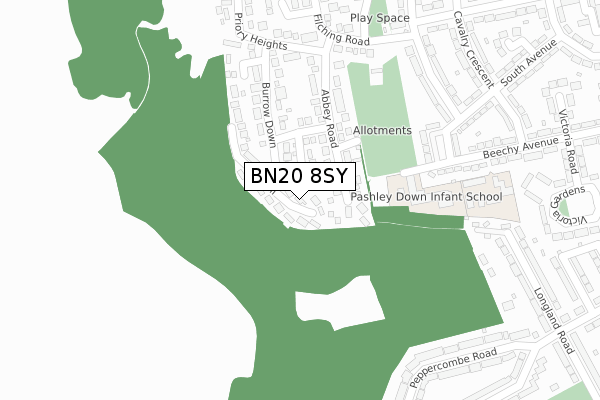 BN20 8SY map - large scale - OS Open Zoomstack (Ordnance Survey)