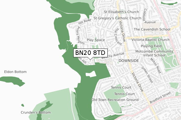 BN20 8TD map - small scale - OS Open Zoomstack (Ordnance Survey) BN20 8TD map - small scale - OS Open Zoomstack (Ordnance Survey)