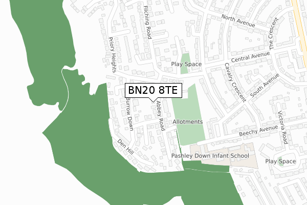 BN20 8TE map - large scale - OS Open Zoomstack (Ordnance Survey)