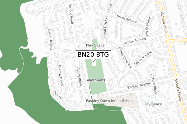 BN20 8TG map - large scale - OS Open Zoomstack (Ordnance Survey)