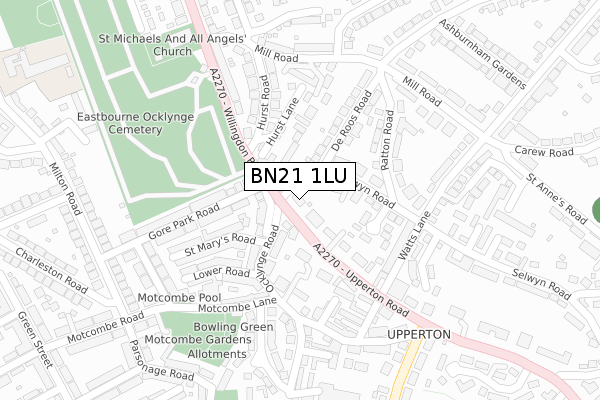 BN21 1LU map - large scale - OS Open Zoomstack (Ordnance Survey)