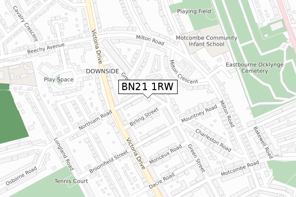 BN21 1RW map - large scale - OS Open Zoomstack (Ordnance Survey)