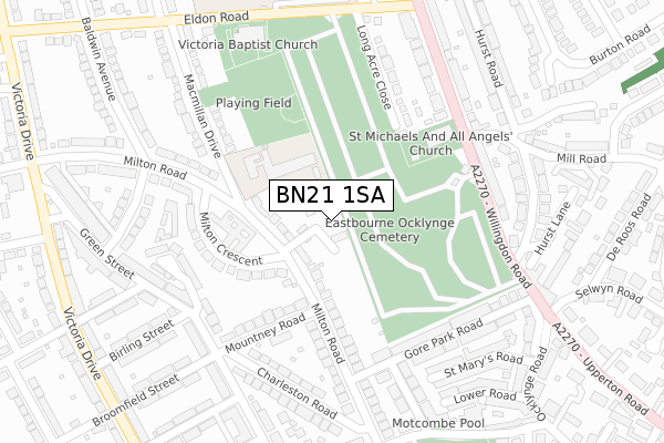 BN21 1SA map - large scale - OS Open Zoomstack (Ordnance Survey)