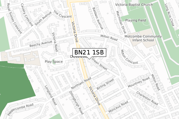 BN21 1SB map - large scale - OS Open Zoomstack (Ordnance Survey)