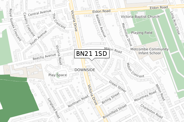 BN21 1SD map - large scale - OS Open Zoomstack (Ordnance Survey)