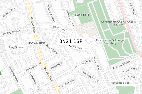 BN21 1SP map - large scale - OS Open Zoomstack (Ordnance Survey)
