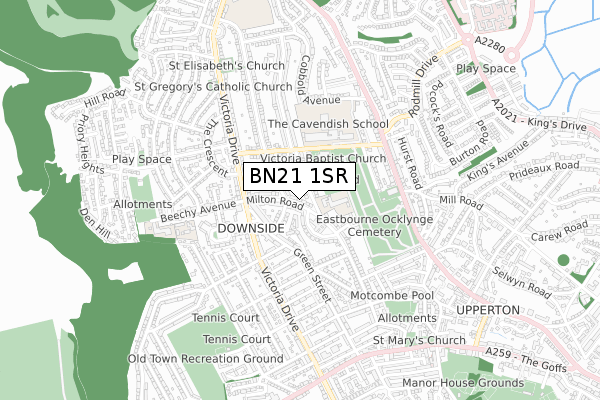 BN21 1SR map - small scale - OS Open Zoomstack (Ordnance Survey)