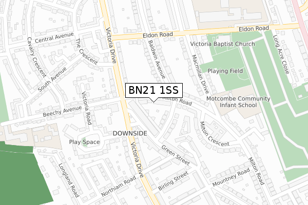 BN21 1SS map - large scale - OS Open Zoomstack (Ordnance Survey)