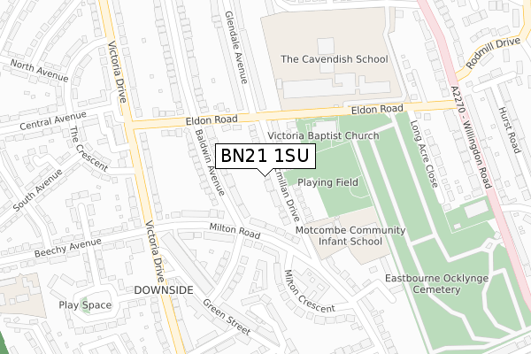 BN21 1SU map - large scale - OS Open Zoomstack (Ordnance Survey)