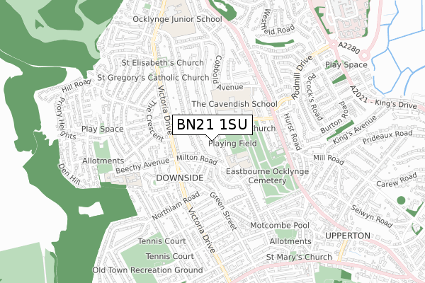 BN21 1SU map - small scale - OS Open Zoomstack (Ordnance Survey)