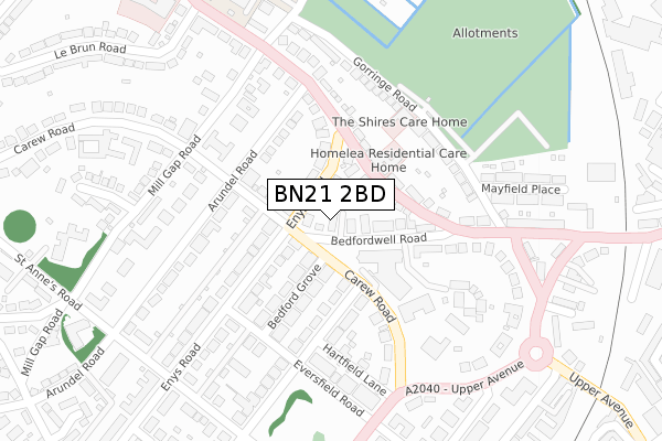 BN21 2BD map - large scale - OS Open Zoomstack (Ordnance Survey)