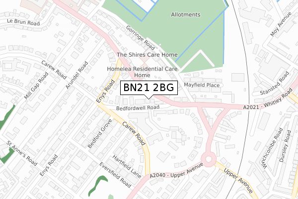 BN21 2BG map - large scale - OS Open Zoomstack (Ordnance Survey)