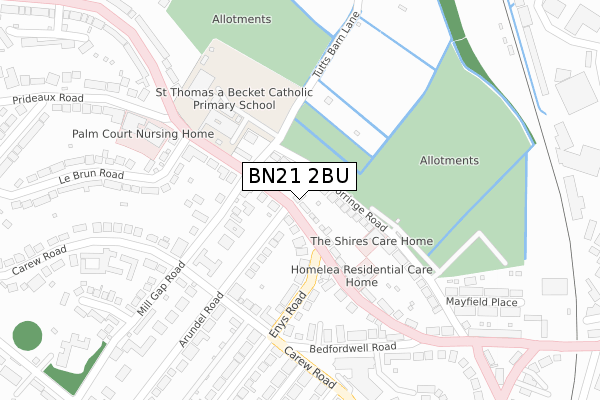 BN21 2BU map - large scale - OS Open Zoomstack (Ordnance Survey)