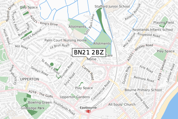 BN21 2BZ map - small scale - OS Open Zoomstack (Ordnance Survey) BN21 2BZ map - small scale - OS Open Zoomstack (Ordnance Survey)