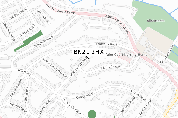 BN21 2HX map - large scale - OS Open Zoomstack (Ordnance Survey)