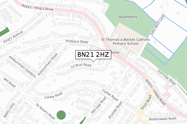 BN21 2HZ map - large scale - OS Open Zoomstack (Ordnance Survey)