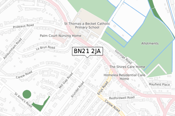 BN21 2JA map - large scale - OS Open Zoomstack (Ordnance Survey)