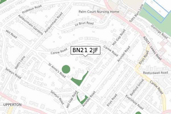 BN21 2JF map - large scale - OS Open Zoomstack (Ordnance Survey)