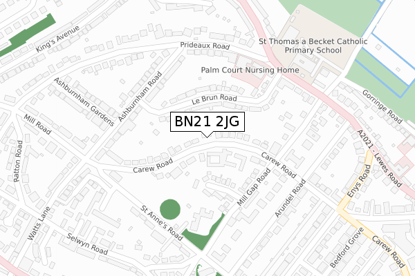 BN21 2JG map - large scale - OS Open Zoomstack (Ordnance Survey)