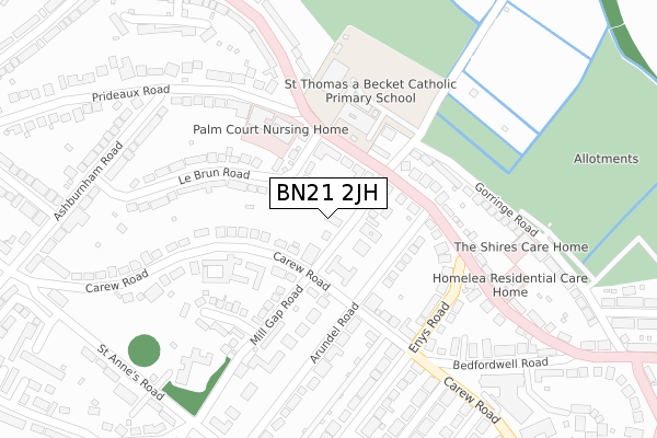 BN21 2JH map - large scale - OS Open Zoomstack (Ordnance Survey)