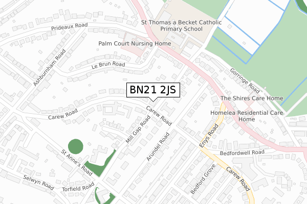 BN21 2JS map - large scale - OS Open Zoomstack (Ordnance Survey)