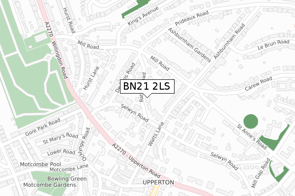 BN21 2LS map - large scale - OS Open Zoomstack (Ordnance Survey)