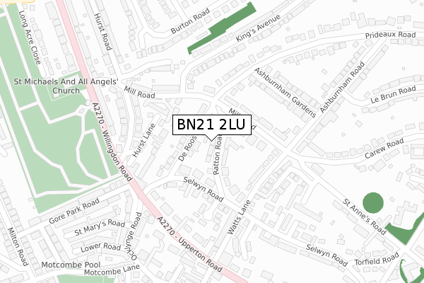 BN21 2LU map - large scale - OS Open Zoomstack (Ordnance Survey)